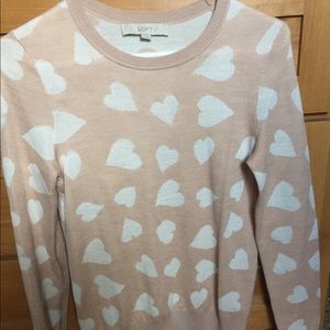 Ann Taylor Loft soft pink heart sweater